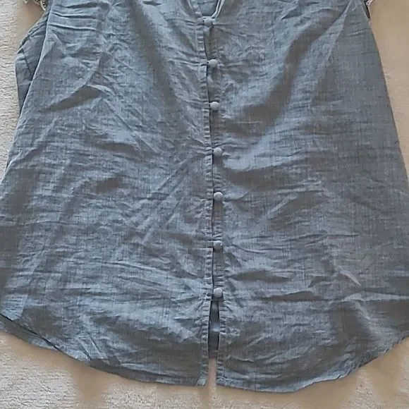 Express Jean Ruffle Sleeve Button Front Blouse Size S Boho Contemporary Style - Picture 5 of 13